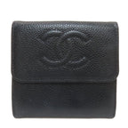 Chanel Hook CC Logo Gold Trifold Wallet Grained Calfskin
