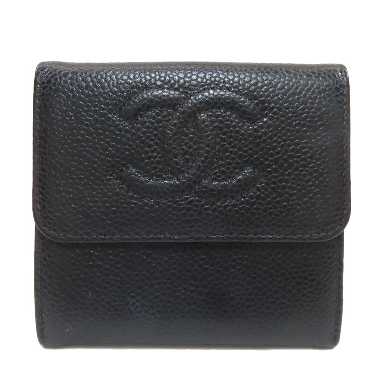 Chanel Hook CC Logo Gold Trifold Wallet Grained Calfskin