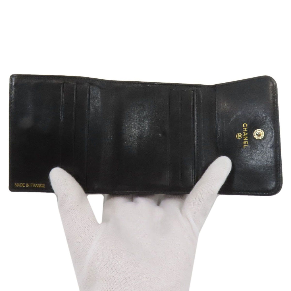 Chanel Hook CC Logo Gold Trifold Wallet Grained Calfskin — view 4