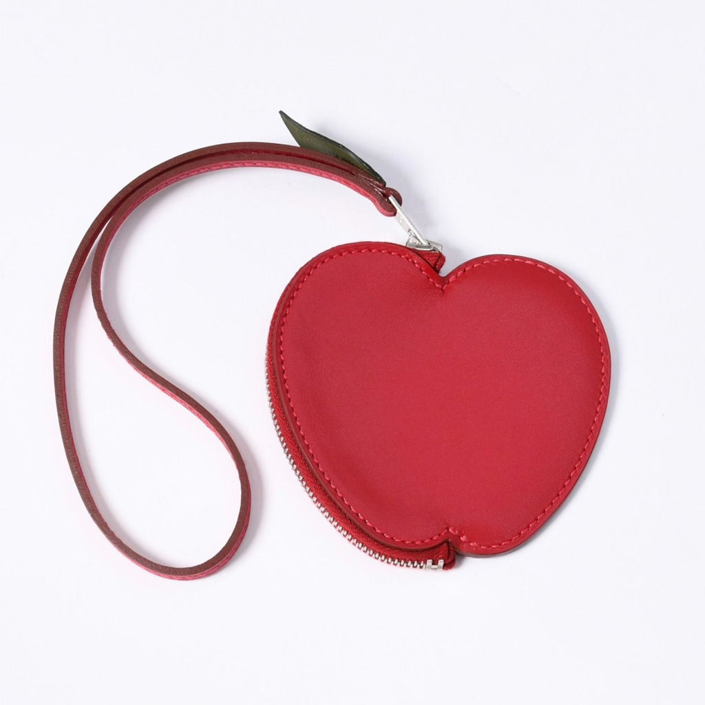 Hermes Apple Charm Coin Purse Tutti Frutti Porte Monnaie Red Silver — view 2