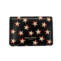 Saint Laurent Paris Trifold Wallet Tiny Black White Red Star Pattern Leather