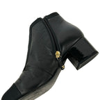 Chanel Short Boots 35 C Black Faux Pearl Leather — view 8