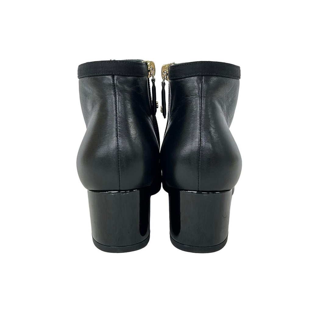 Chanel Short Boots 35 C Black Faux Pearl Leather — view 3