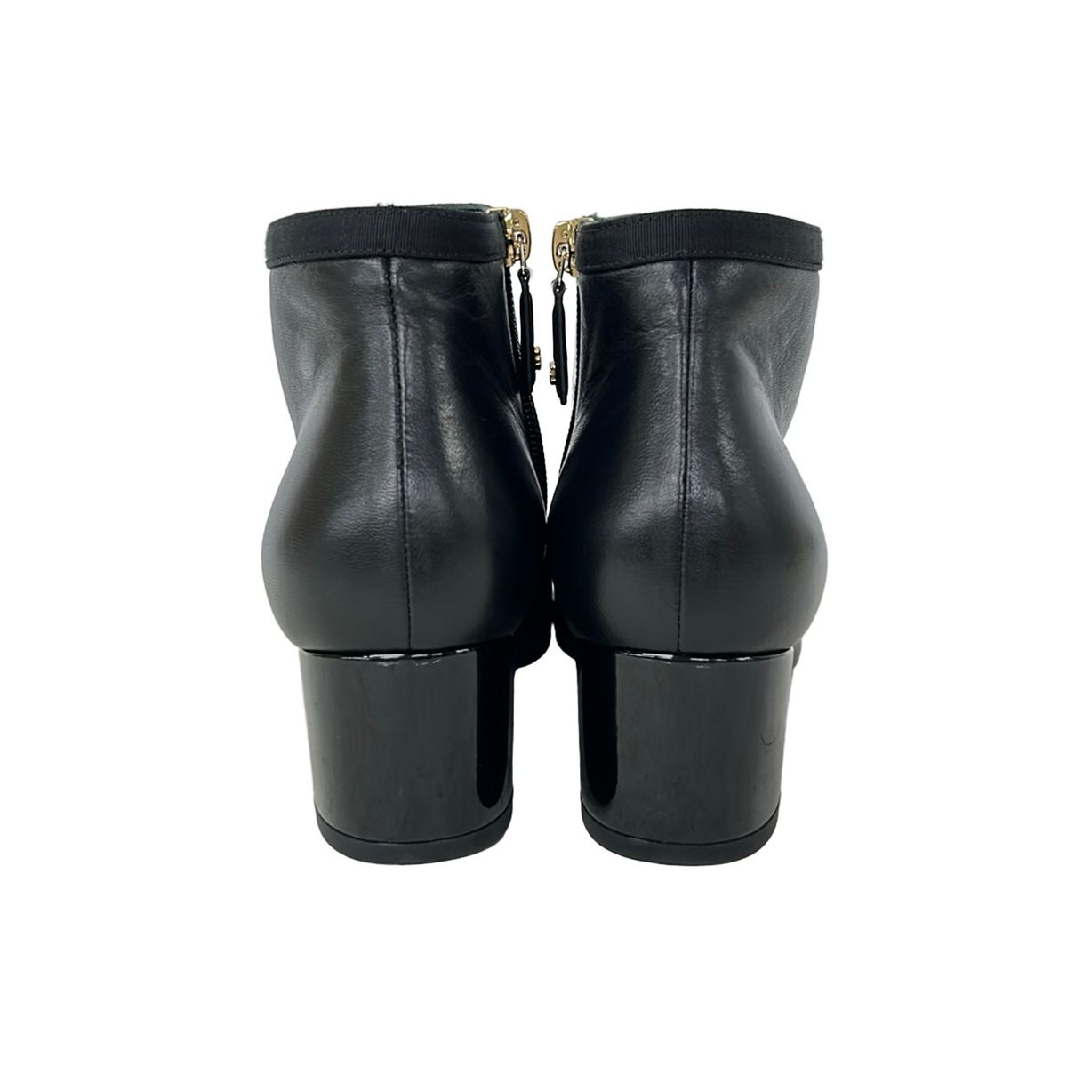 Chanel Short Boots 35 C Black Faux Pearl Leather — view 3