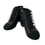 Chanel Short Boots 35 C Black Faux Pearl Leather — view 2