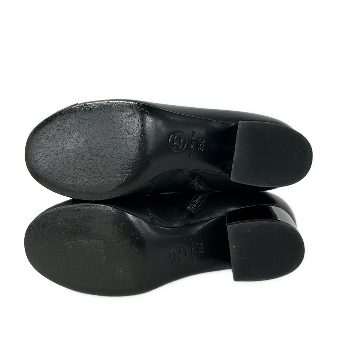 Chanel Short Boots 35 C Black Faux Pearl Leather — view 4