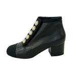 Chanel Short Boots 35 C Black Faux Pearl Leather