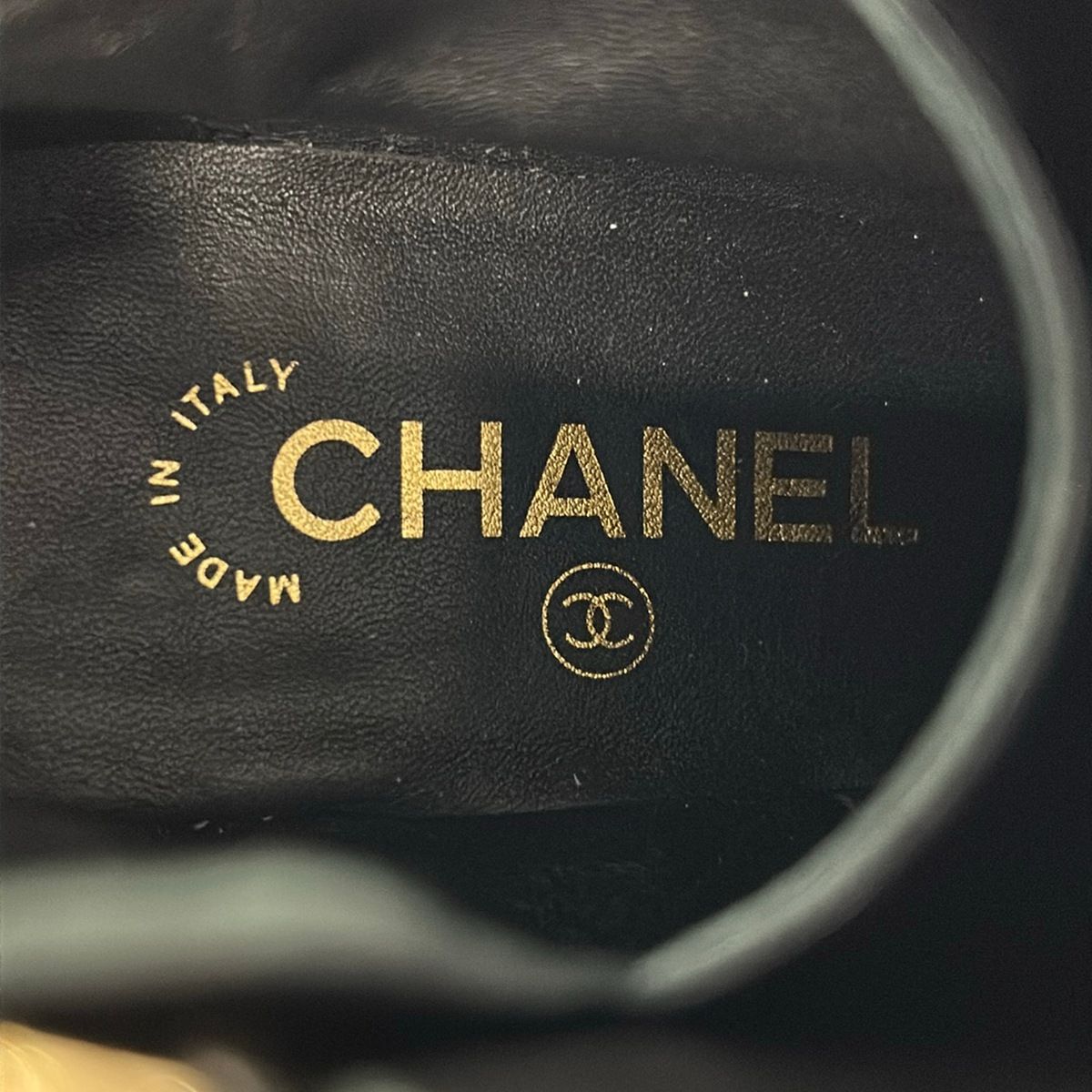 Chanel Short Boots 35 C Black Faux Pearl Leather — view 5