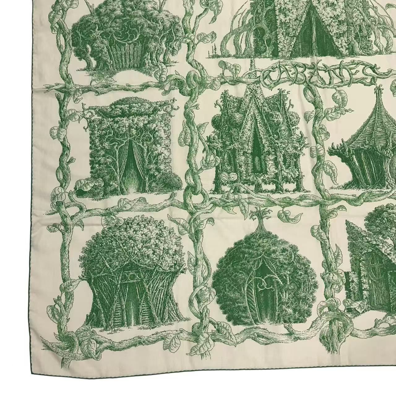 Hermes Carre 140 Large Scarf Cashmere Shawl Silk Geant les Cabanes Various Huts — view 6