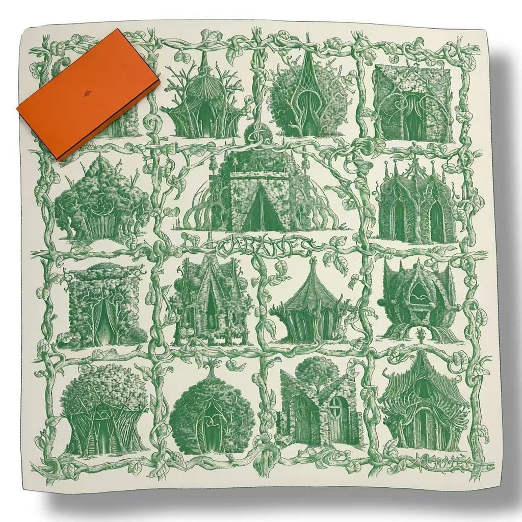 Hermes Carre 140 Large Scarf Cashmere Shawl Silk Geant les Cabanes Various Huts