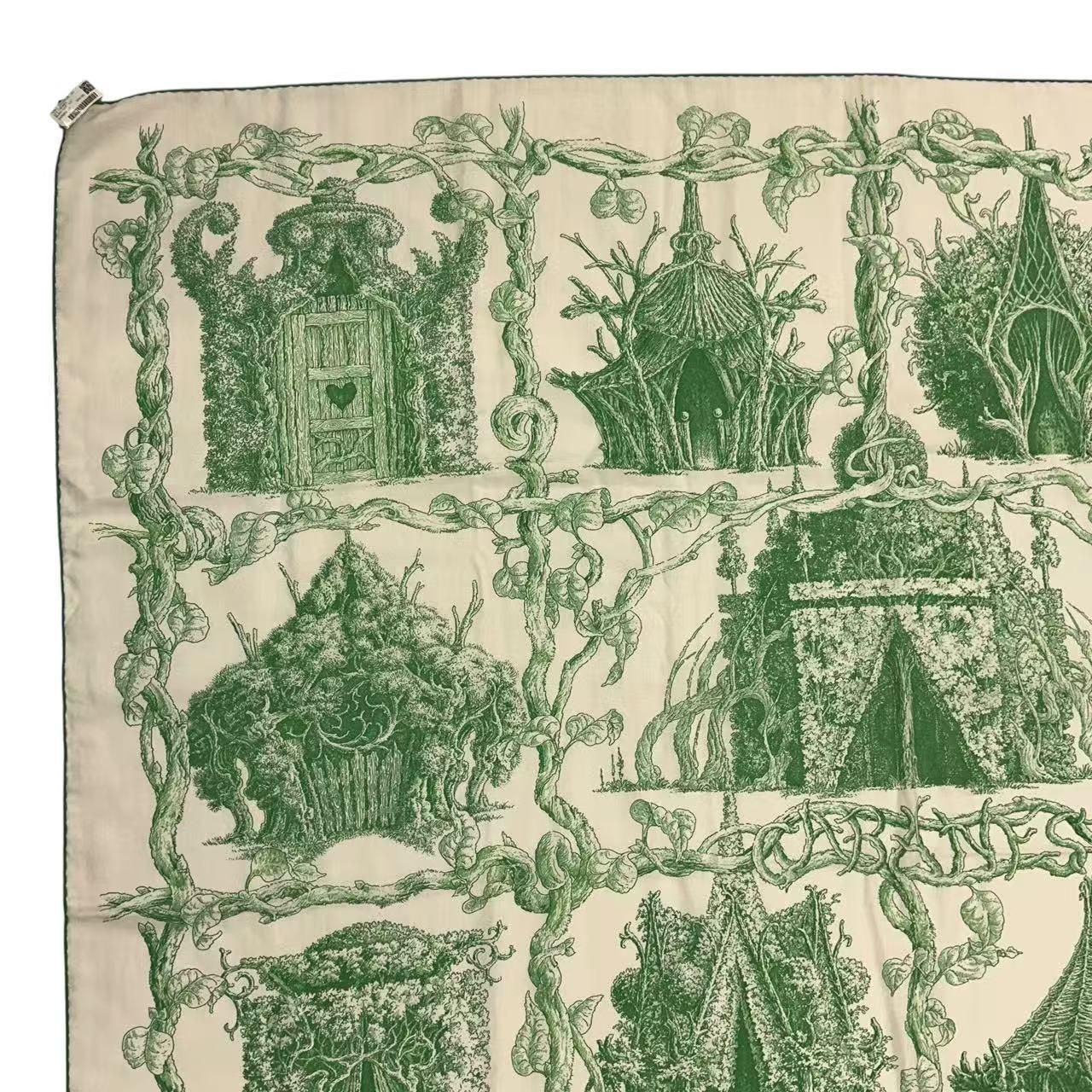 Hermes Carre 140 Large Scarf Cashmere Shawl Silk Geant les Cabanes Various Huts — view 4