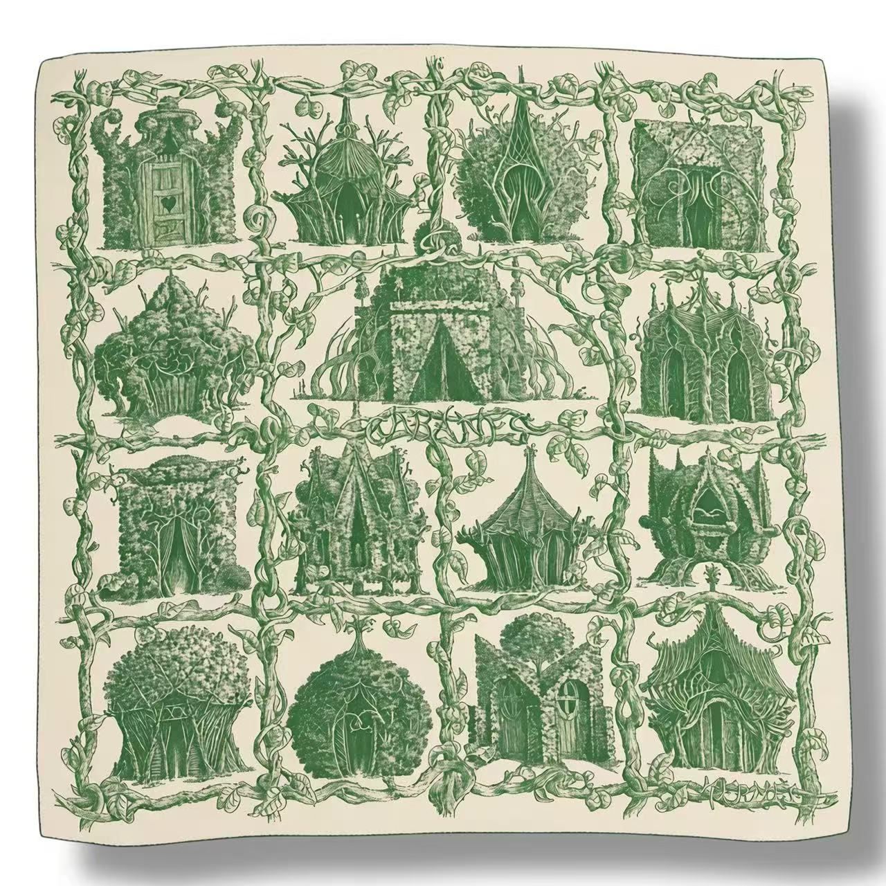 Hermes Carre 140 Large Scarf Cashmere Shawl Silk Geant les Cabanes Various Huts — view 2