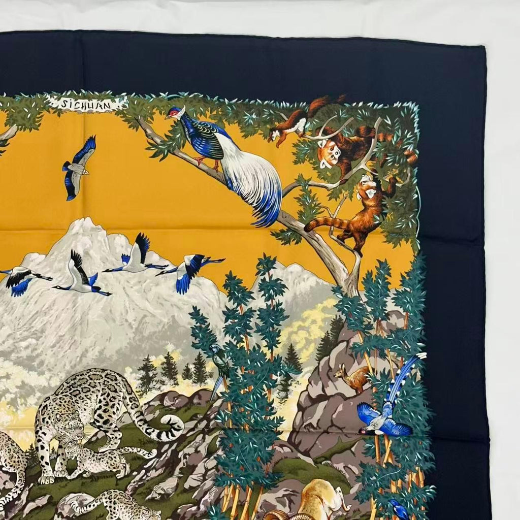 Hermes Carre 90 Scarf Silk Sichuan Panda Multicolor — view 6