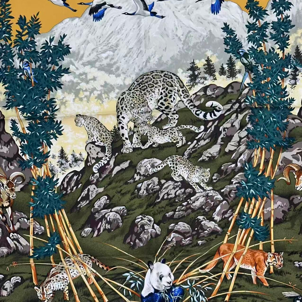 Hermes Carre 90 Scarf Silk Sichuan Panda Multicolor — view 7