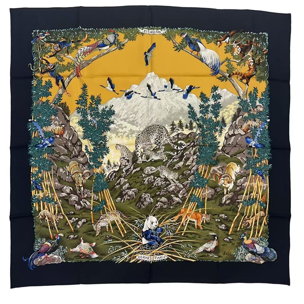 Hermes Carre 90 Scarf Silk Sichuan Panda Multicolor — view 2