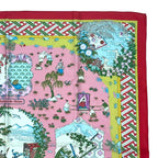 Hermes Carre 90 Scarf Silk Ballade de Heian in the Garden Pink — view 6
