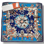Hermes Carre 140 Large Scarf Cashmere Shawl Silk Kachina Blue