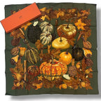 Hermes Carre 90 Scarf Silk Citrouilles Et Coloquintes Pumpkin and Colocint