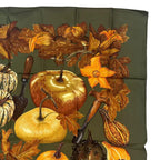 Hermes Carre 90 Scarf Silk Citrouilles Et Coloquintes Pumpkin and Colocint — view 8
