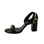 Celine Sandals 37 Black Gold Chain Leather