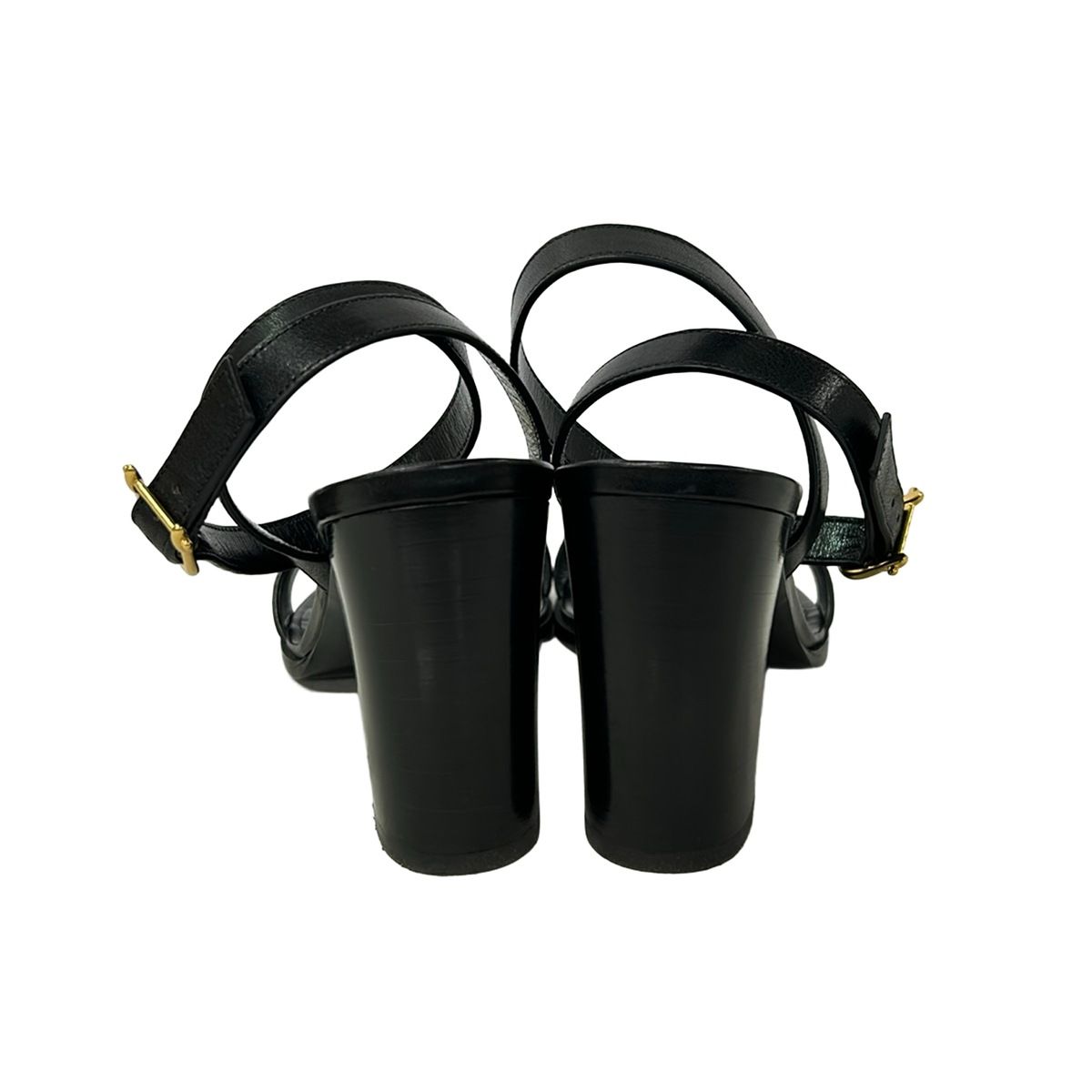 Celine Sandals 37 Black Gold Chain Leather — view 3