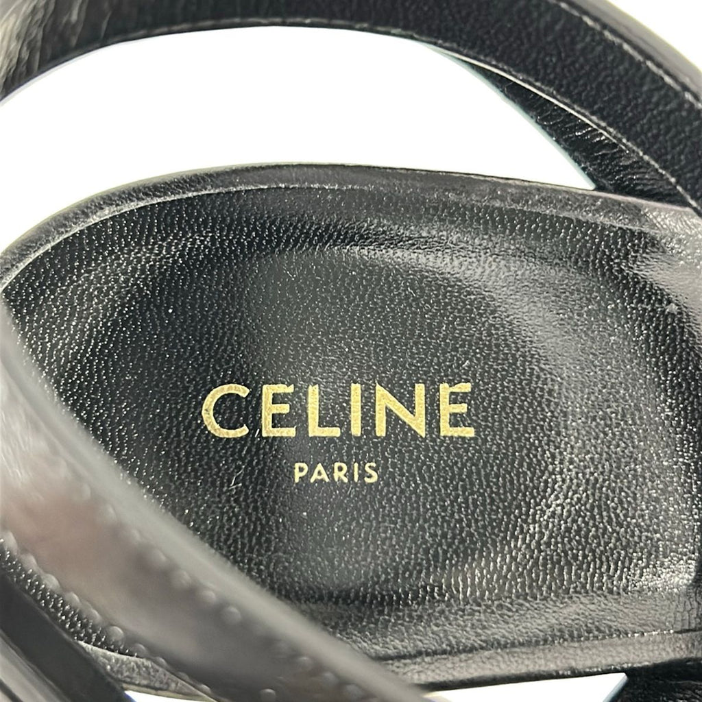 Celine Sandals 37 Black Gold Chain Leather — view 5