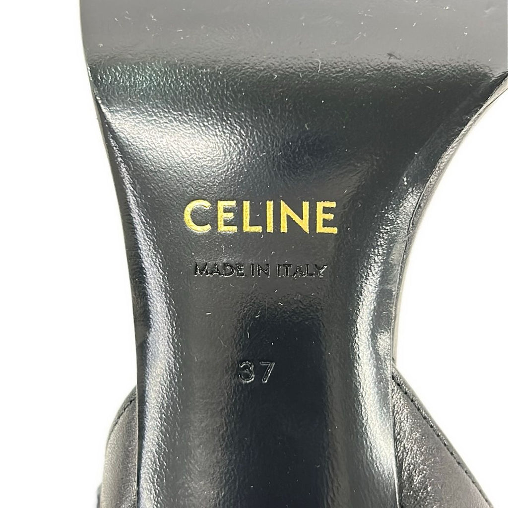 Celine Sandals 37 Black Gold Chain Leather — view 6