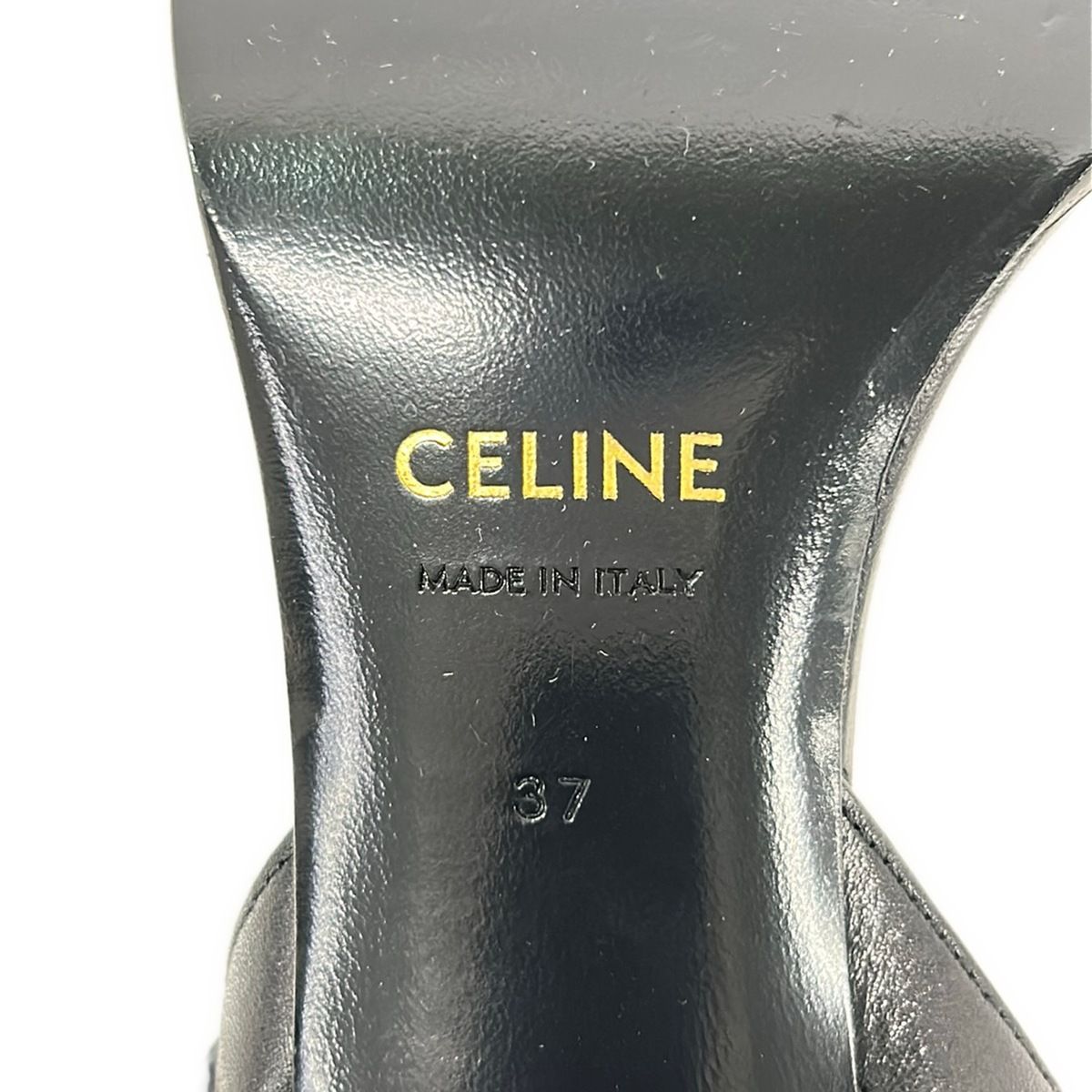 Celine Sandals 37 Black Gold Chain Leather — view 6