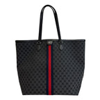 Gucci Hacker Project Large Shoulder Tote Sherry Line BB Pattern Black
