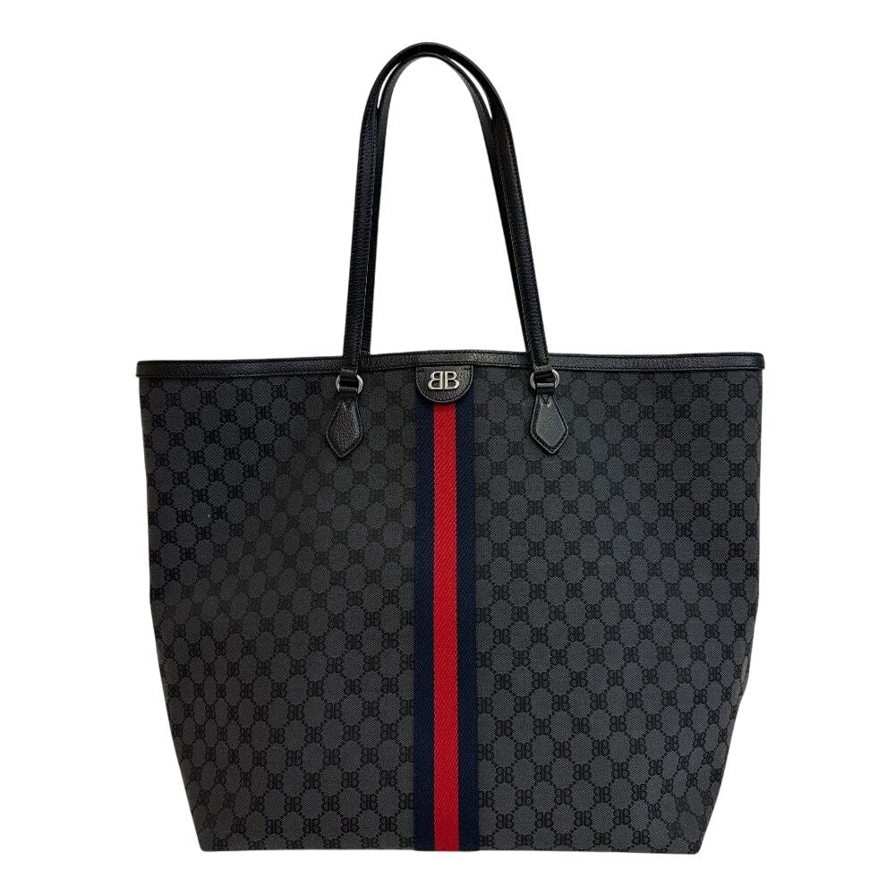 Gucci Hacker Project Large Shoulder Tote Sherry Line BB Pattern Black