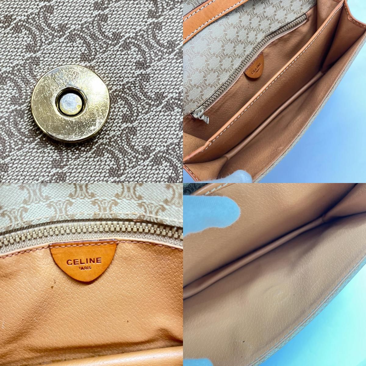 Celine Shoulder Bag Macadam Print Triomphe Brown — view 8