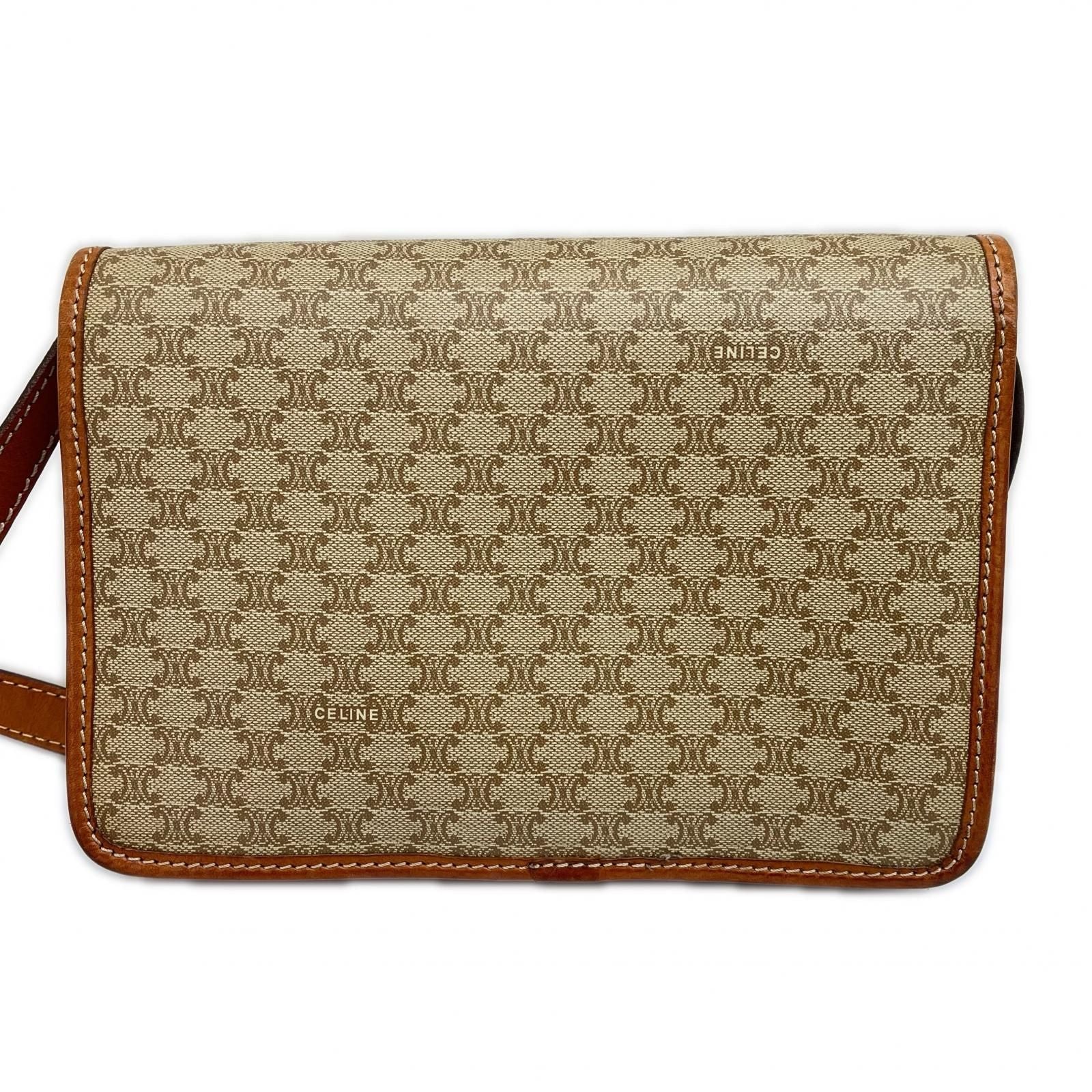Celine Shoulder Bag Macadam Print Triomphe Brown — view 2