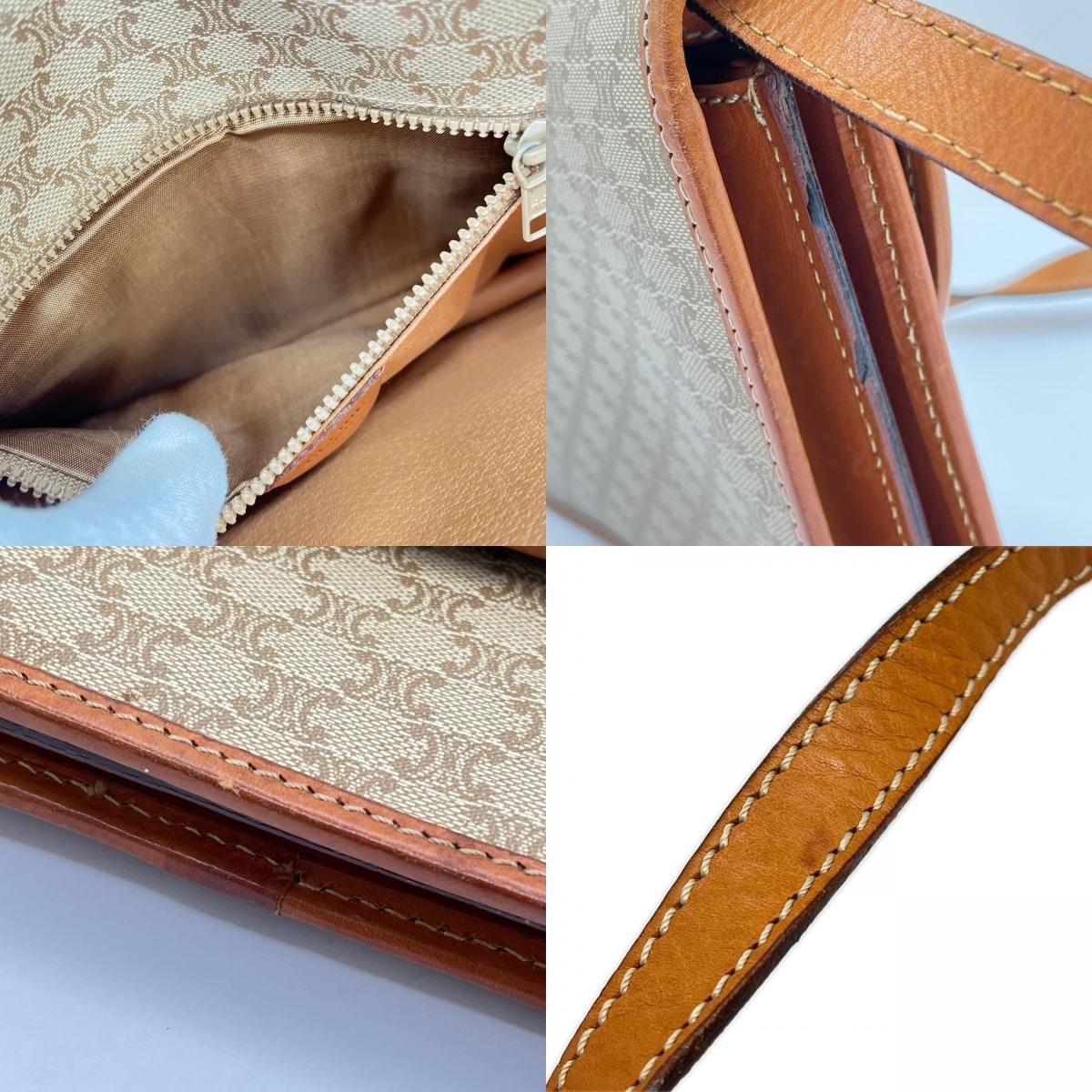 Celine Shoulder Bag Macadam Print Triomphe Brown — view 9
