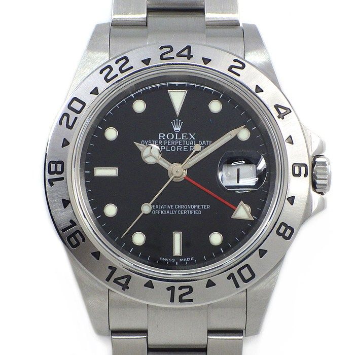 Rolex Watch Explorer II Number GMT Date Luminous Index Hands Black Dial SS