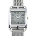 Hermes Watch Capecod Square Silver Mirror Dial Mesh SS Quartz Analog