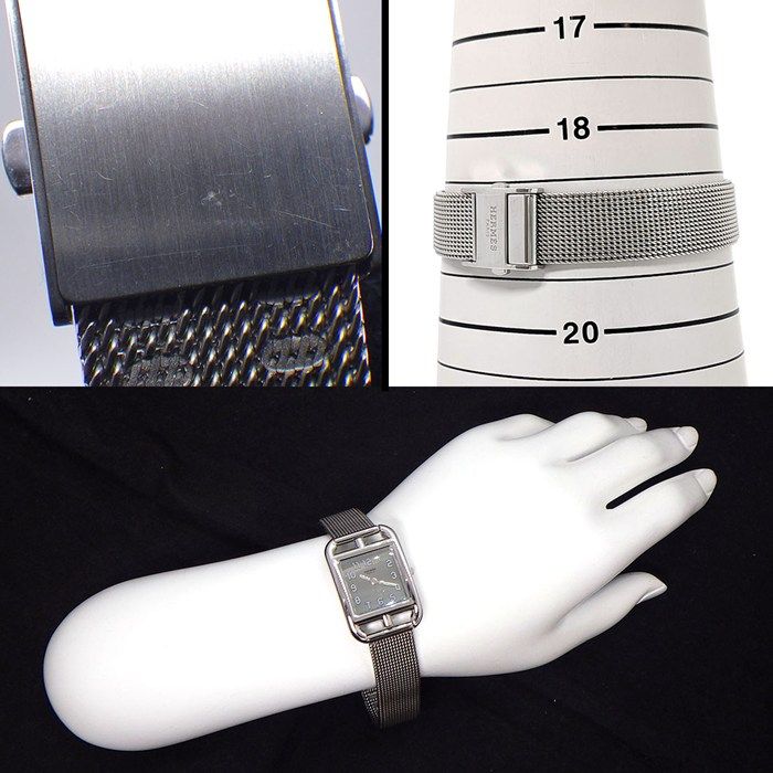 Hermes Watch Capecod Square Silver Mirror Dial Mesh SS Quartz Analog — view 9