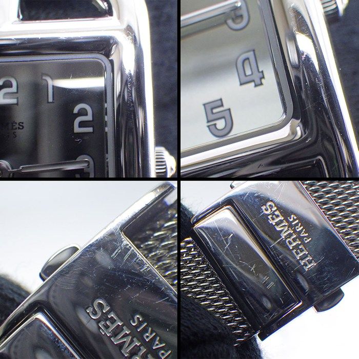 Hermes Watch Capecod Square Silver Mirror Dial Mesh SS Quartz Analog — view 8