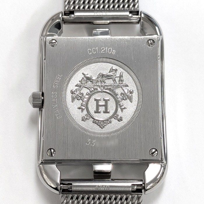 Hermes Watch Capecod Square Silver Mirror Dial Mesh SS Quartz Analog — view 4