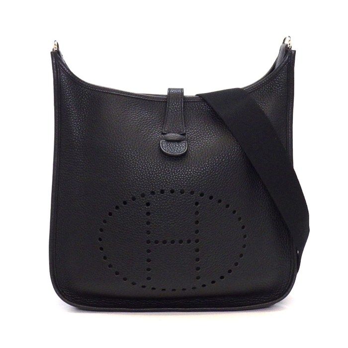 Hermes Shoulder Bag Evelyne 3 GM Black Taurillon Clemence Silver