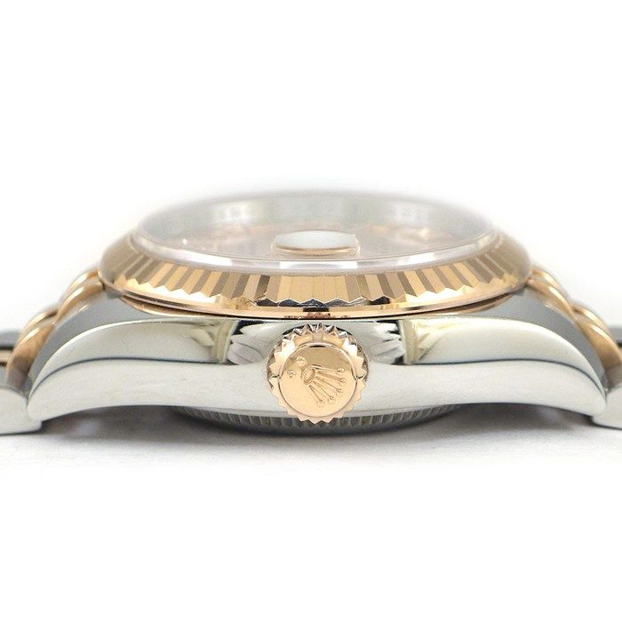 Rolex Watch Datejust Roulett Sunray Pink Dial VI Diamond Roman Index Date 18k — view 2