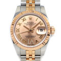 Rolex Watch Datejust Roulett Sunray Pink Dial VI Diamond Roman Index Date 18k
