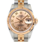 Rolex Watch Datejust Roulett Sunray Pink Dial VI Diamond Roman Index Date 18k