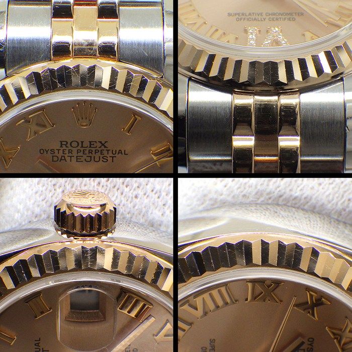 Rolex Watch Datejust Roulett Sunray Pink Dial VI Diamond Roman Index Date 18k — view 8