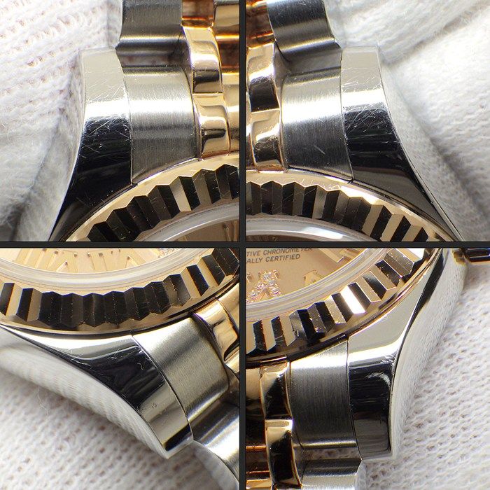 Rolex Watch Datejust Roulett Sunray Pink Dial VI Diamond Roman Index Date 18k — view 6