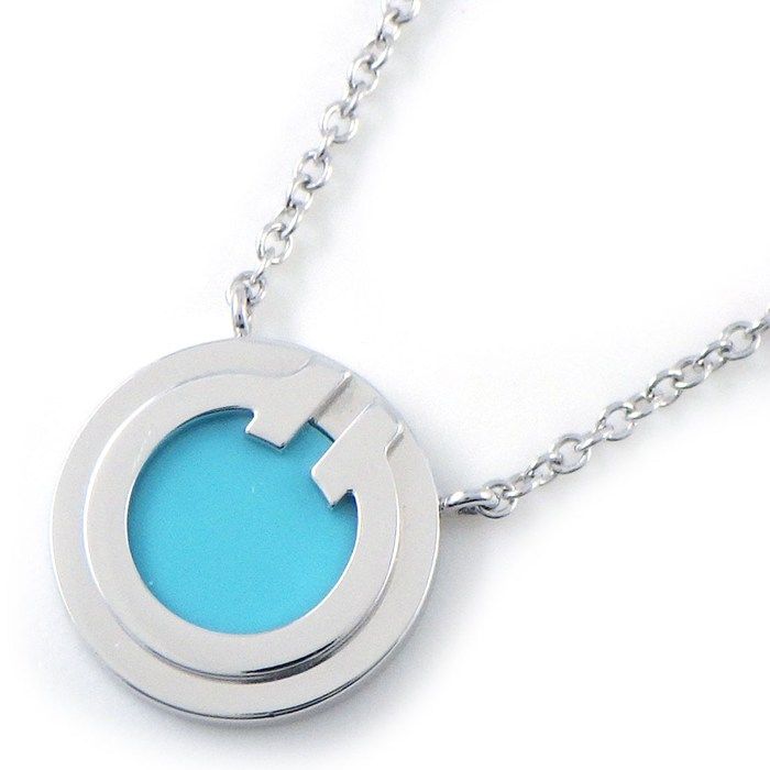 Tiffany & Co Necklace T Two T Circle Turquoise 18k White Gold