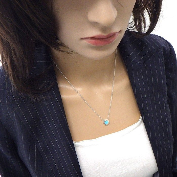 Tiffany & Co Necklace T Two T Circle Turquoise 18k White Gold — view 6