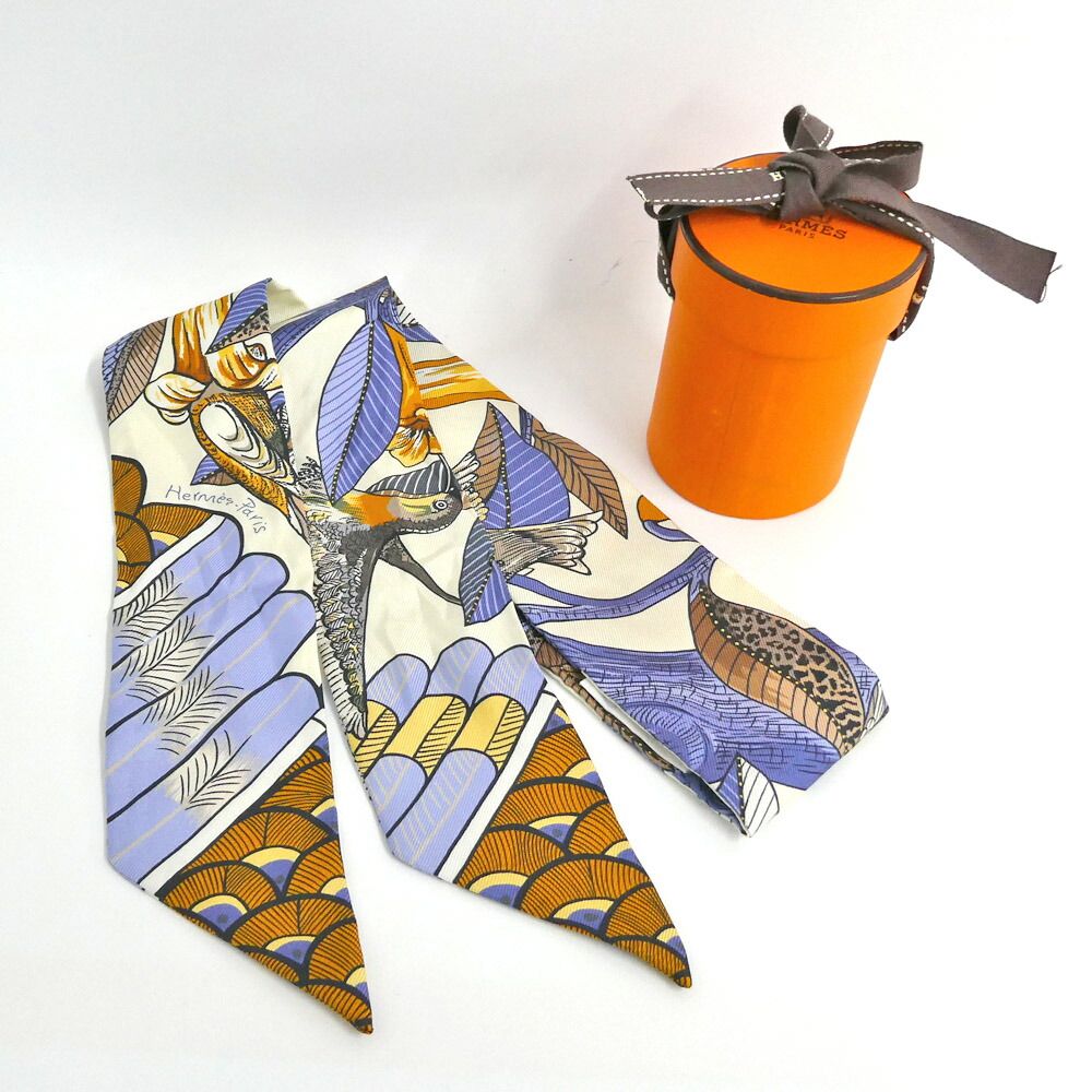 Hermes Twilly Tree of Song Cream Bird Pattern — view 9