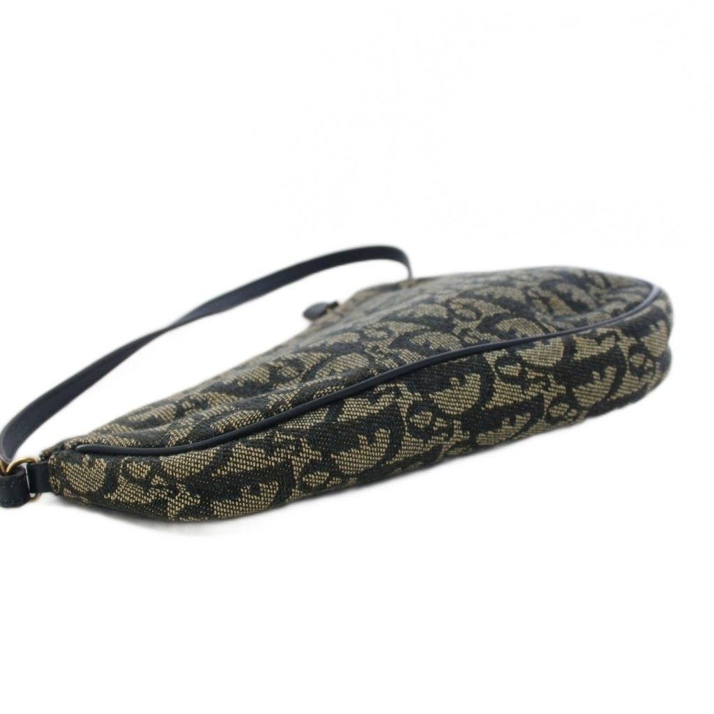 Dior Saddle Bag Trotter All Over Pattern Leather Canvas Navy — view 4