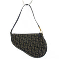 Dior Saddle Bag Trotter All Over Pattern Leather Canvas Navy