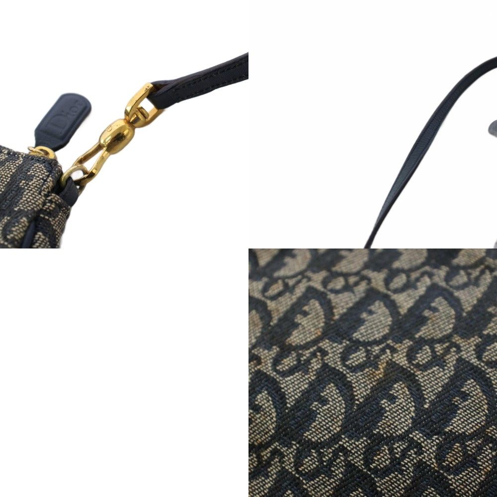 Dior Saddle Bag Trotter All Over Pattern Leather Canvas Navy — view 9